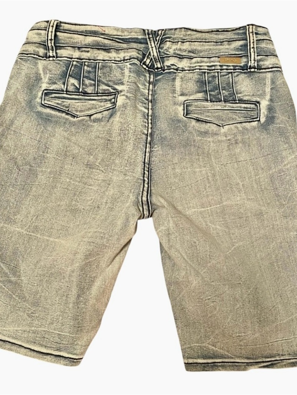 NWOT GoGo Star blue jean colored faded wash bermuda stretch shorts size 11 - Picture 2 of 6